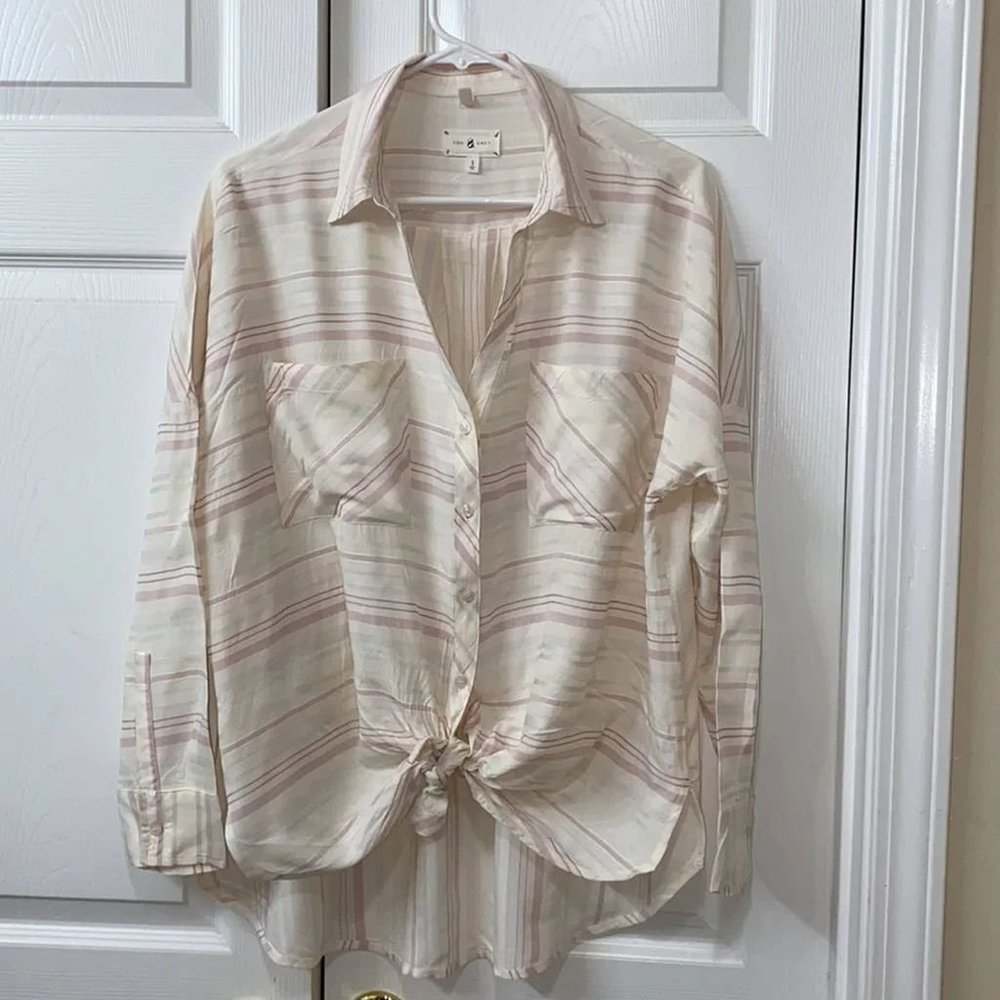 Lou & Grey Tie-front Button Up Shirt(Size Small)